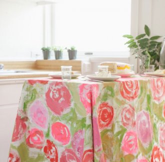 Painted Floral Tablecloth DIY | Oh Happy Day!