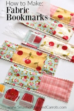steps to make Fabric Bookmarks // SmashedPeasandCarrots.com