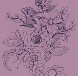 Make a floral design for fabric in PS - finished linework