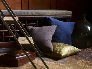 knoll-textiles-dorothy-cosonas-pillows modern gray, blue, and gold pillows by Knoll