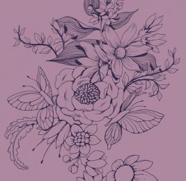 Make a floral design for fabric in PS - finished linework